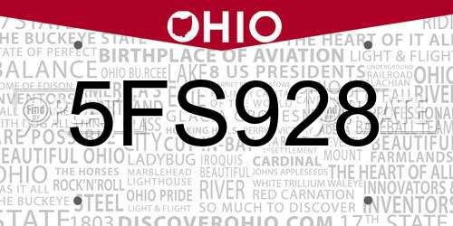5FS928 Ohio License Plate