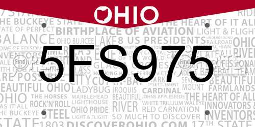 5FS975 Ohio License Plate