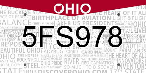 5FS978 Ohio License Plate