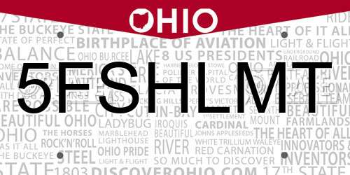 5FSHLMT Ohio License Plate