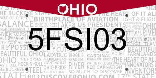 5FSI03 Ohio License Plate