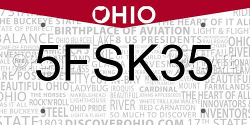 5FSK35 Ohio License Plate