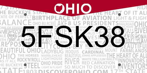 5FSK38 Ohio License Plate