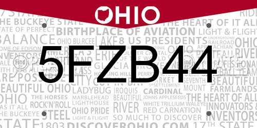 5FZB44 Ohio License Plate
