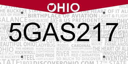 5GAS217 Ohio License Plate