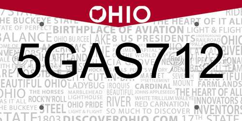 5GAS712 Ohio License Plate
