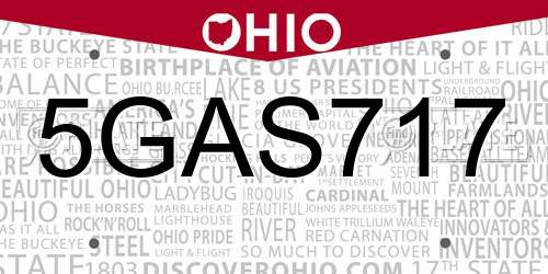 5GAS717 Ohio License Plate