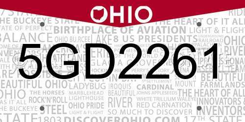 5GD2261 Ohio License Plate