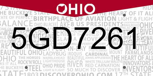 5GD7261 Ohio License Plate