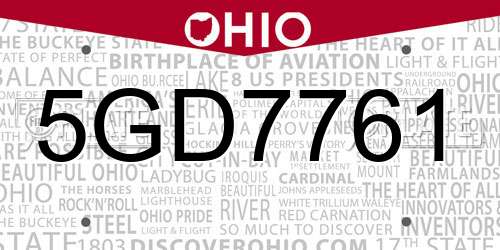 5GD7761 Ohio License Plate
