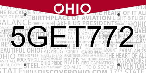 5GET772 Ohio License Plate