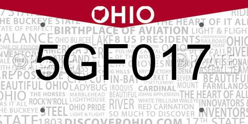 5GF017 Ohio License Plate