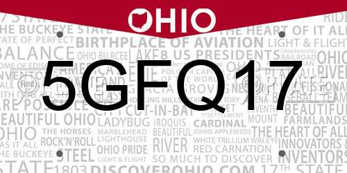 5GFQ17 Ohio License Plate