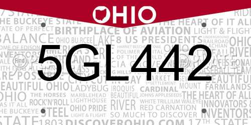 5GL442 Ohio License Plate