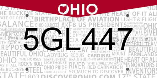 5GL447 Ohio License Plate