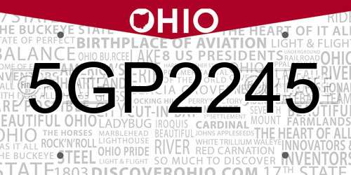 5GP2245 Ohio License Plate