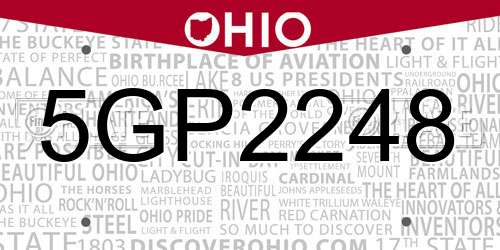 5GP2248 Ohio License Plate