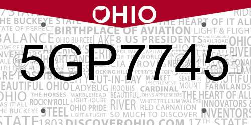 5GP7745 Ohio License Plate