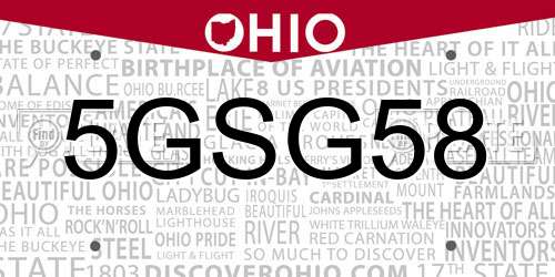 5GSG58 Ohio License Plate