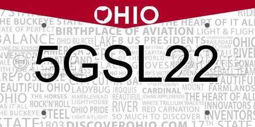 5GSL22 Ohio License Plate