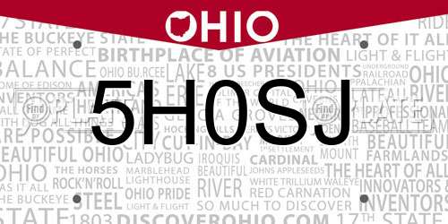 5H0SJ Ohio License Plate