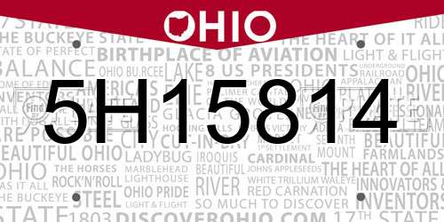5H15814 Ohio License Plate
