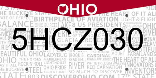 5HCZ030 Ohio License Plate