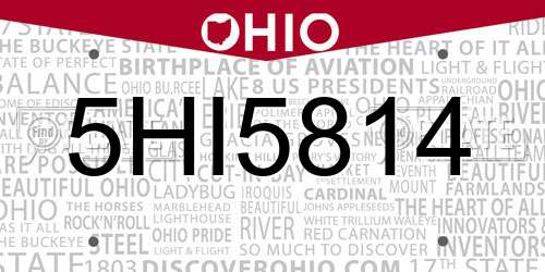 5HI5814 Ohio License Plate