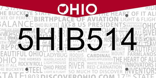 5HIB514 Ohio License Plate
