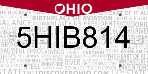5HIB814 Ohio License Plate