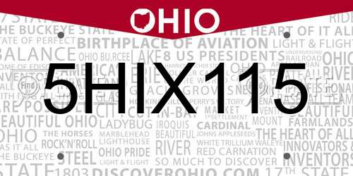 5HIX115 Ohio License Plate