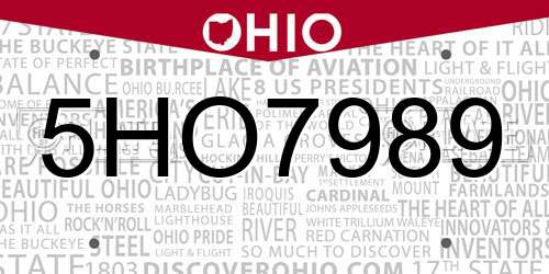 5HO7989 Ohio License Plate