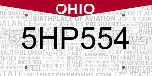 5HP554 Ohio License Plate