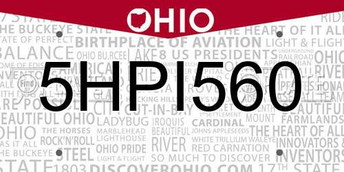 5HPI560 Ohio License Plate