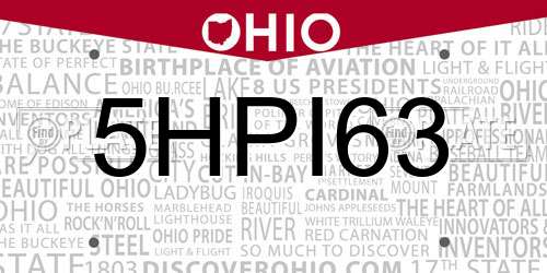 5HPI63 Ohio License Plate