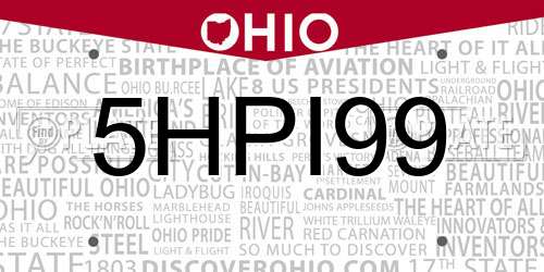 5HPI99 Ohio License Plate