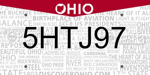 5HTJ97 Ohio License Plate