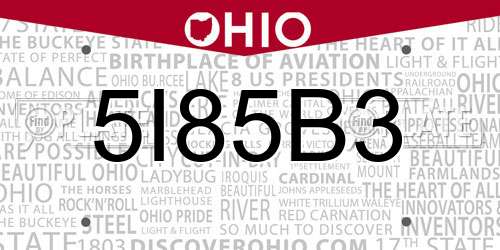 5I85B3 Ohio License Plate