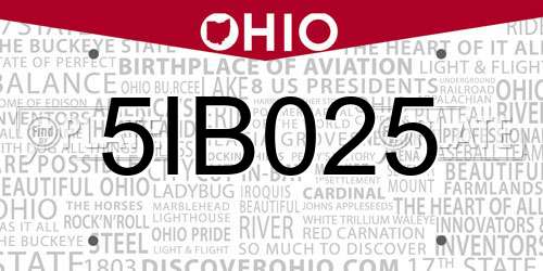 5IB025 Ohio License Plate