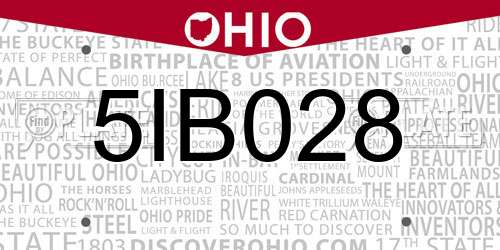 5IB028 Ohio License Plate