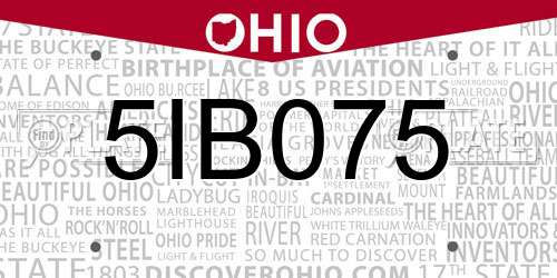 5IB075 Ohio License Plate