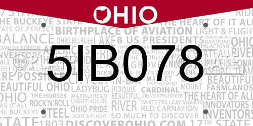 5IB078 Ohio License Plate