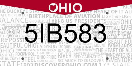 5IB583 Ohio License Plate