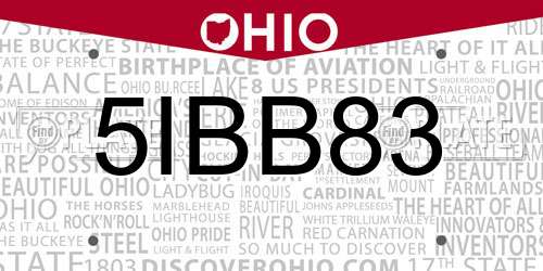 5IBB83 Ohio License Plate