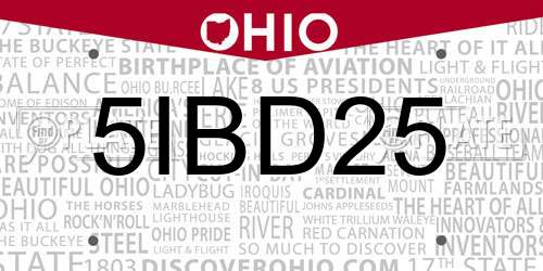 5IBD25 Ohio License Plate