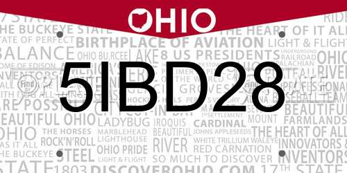 5IBD28 Ohio License Plate