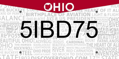 5IBD75 Ohio License Plate