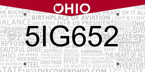 5IG652 Ohio License Plate