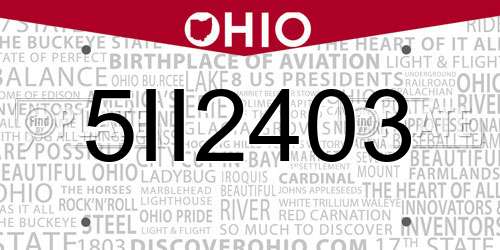 5II2403 Ohio License Plate