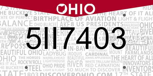 5II7403 Ohio License Plate